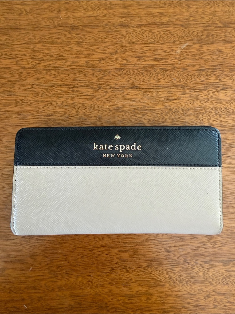 kate spade Black and Cream Colorblock Continental Wallet